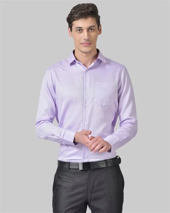 Tailored Comfort Cotton lycra dobby purple smart fit shirt