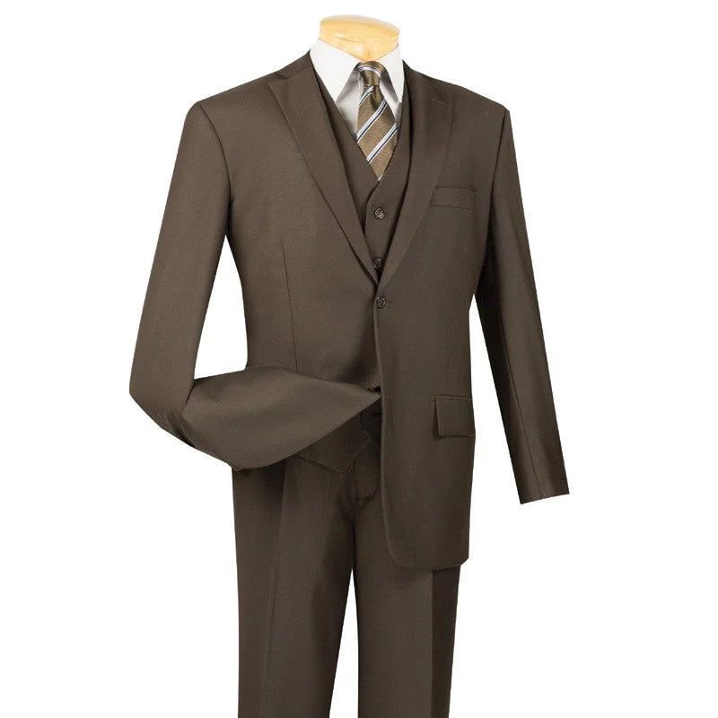 Stylish Sneakers Morgan Collection - Regular Fit 3 Piece Suit 2 Button Brown