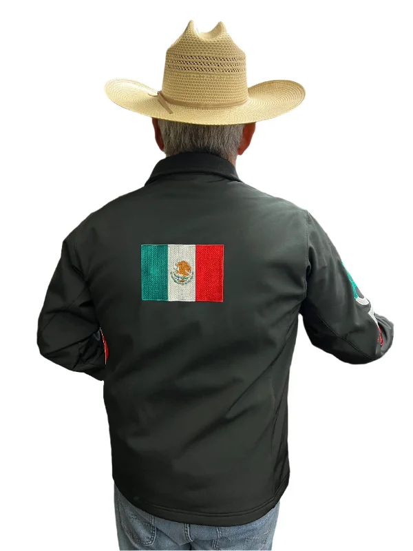 Trendy Comfort Men's Black Soft Shell Embroidered MEXICO Jacket