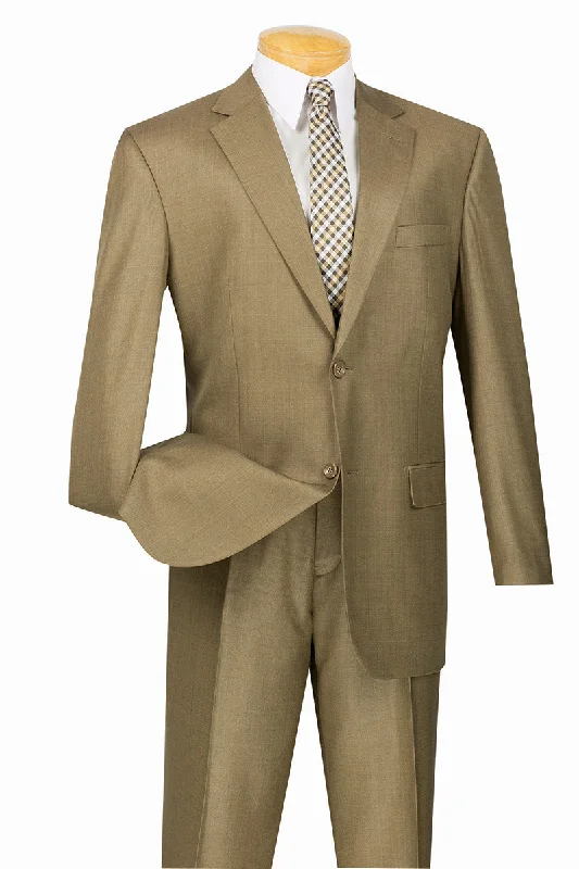 Everyday Wear Monte Carlo Collection - Regular Fit 2 Piece 2 Button Textured Weave In Taupe