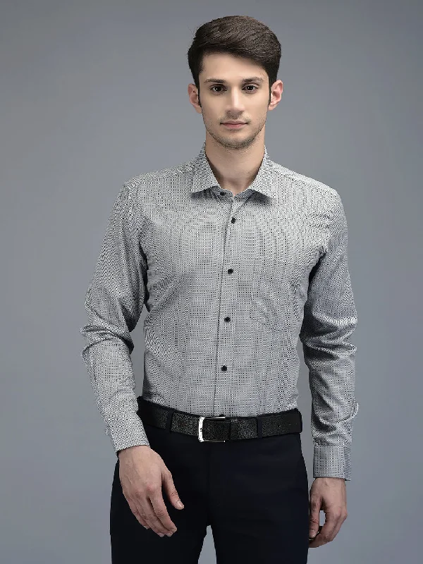 Active Gear CANOE MEN Formal Shirt Grey Balck Color Cotton Fabric Button Closure