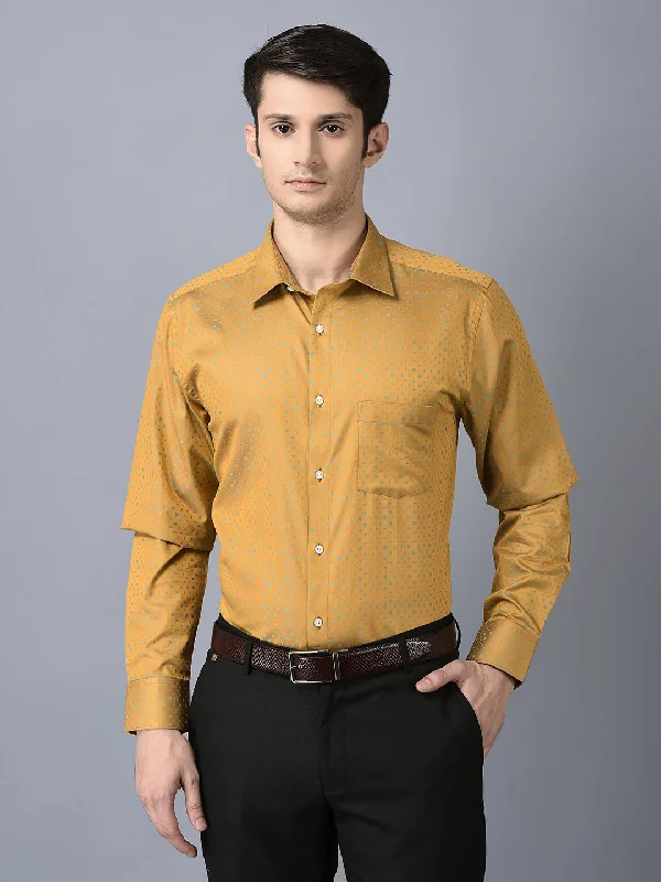 Wool Sweaters CANOE MEN Formal Shirt Mustard Color Cotton Fabric Button Closure Printed