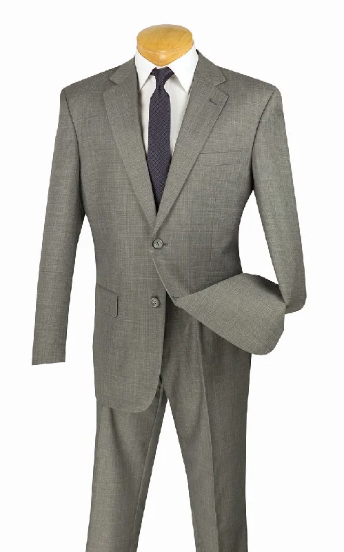 Relaxed Looks Monte Carlo Collection - Regular Fit 2 Piece 2 Button Textured Weave In Gray