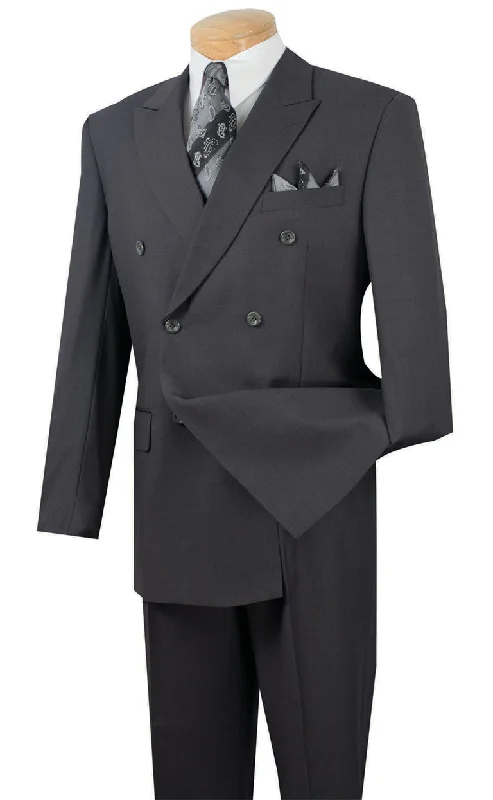 Modern Casuals Ramses Collection - Double Breasted 2 Piece Suit Regular Fit in Dark Heather Gray