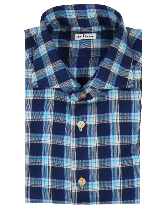 Casual Cardigans Blue Plaid Brushed Sportshirt