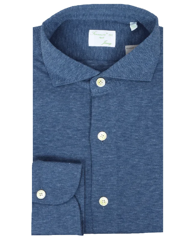 Basic Fashion Blue Pique Sportshirt