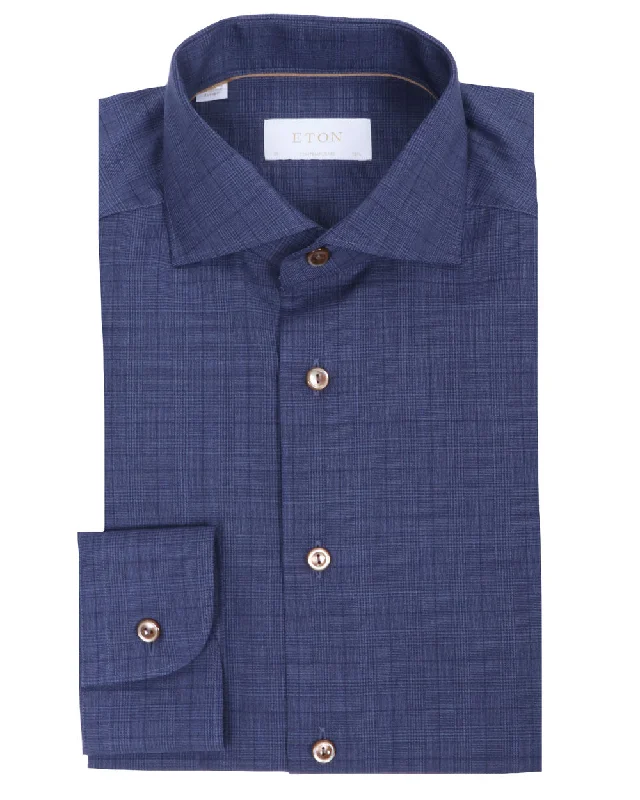 Lightweight Coats Mid Blue Check Dress Shirt