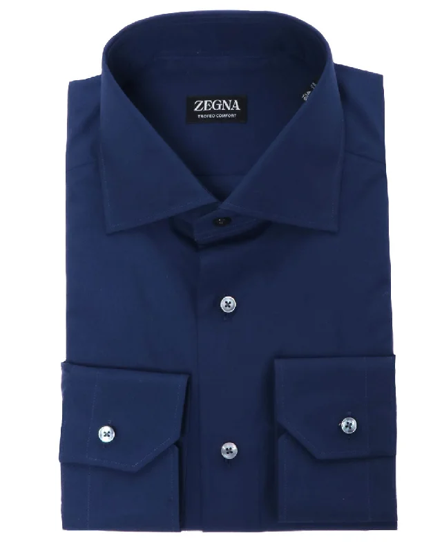 Utility Vests Solid Navy Dress Shirt