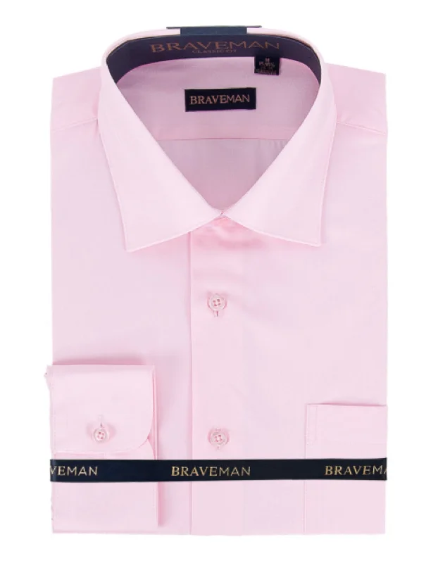 Urban Comfort Mens Slim Fit Dress Shirt in Pink