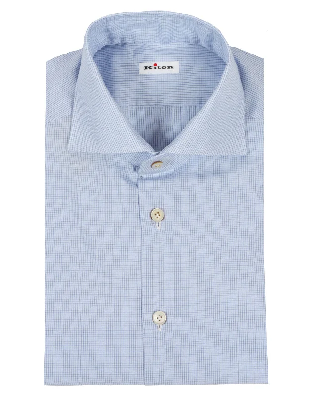 Sweater Vest Light Blue Micro Grid Dress Shirt