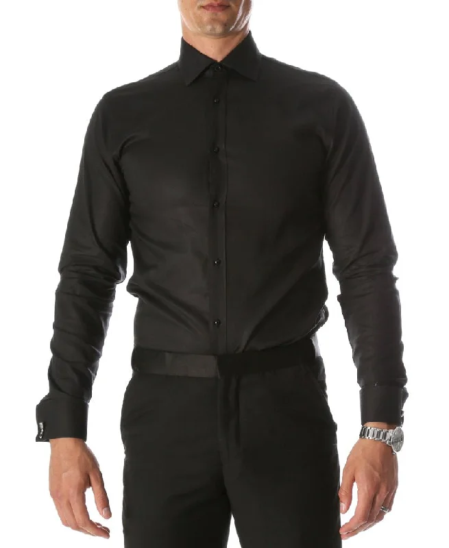 Fashion Basics Mens Slim Fit Black Dress Shirt