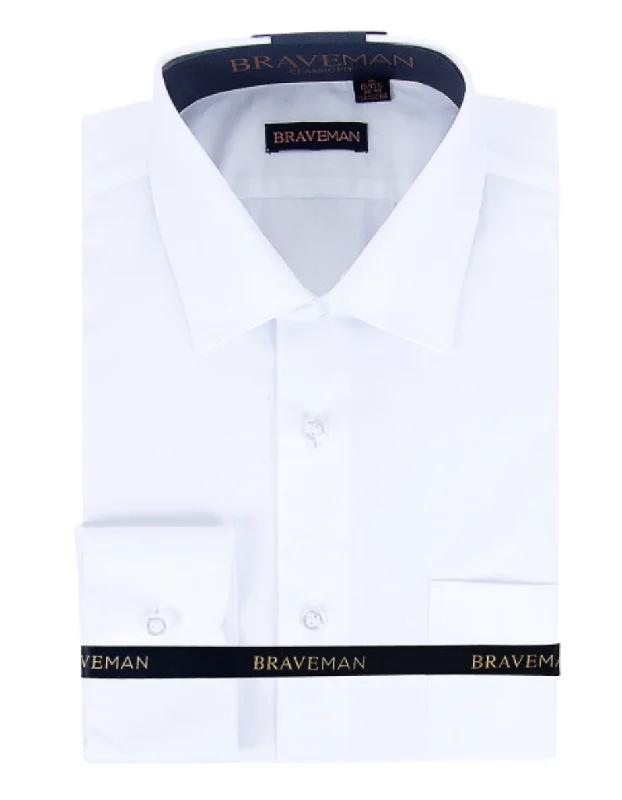 Soft Fabrics Mens Slim Fit Dress Shirt in White