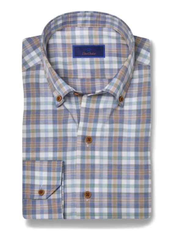 Sportswear Styles David Donahue Blue & Green Twill Check Shirt