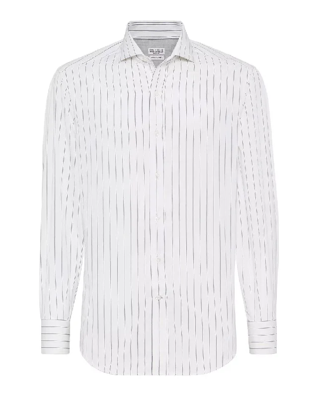 Stylish Joggers Black and White Pinstripe Sportshirt