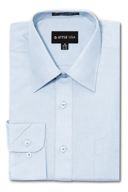 Modern Style Men's Basic Solid Color Button Up Dress Shirt (Sky Blue)