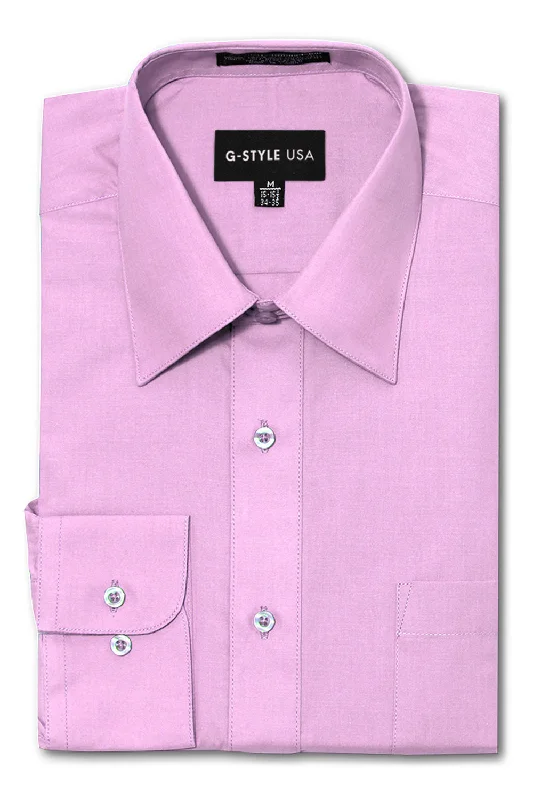 Basic Fashion Men's Basic Solid Color Button Up Dress Shirt (Lilac)