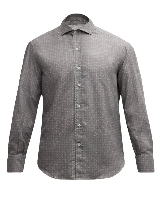 Statement Shoes Grey Medallion Printed Sportshirt