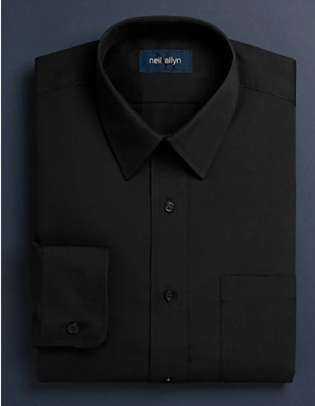 Urban Apparel Mens Classic 100% Cotton Spread Collar Dress Shirt in Black