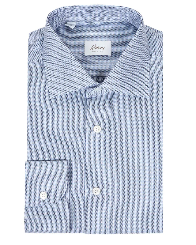 Boho Menswear Navy and White Micro Motif Dress Shirt