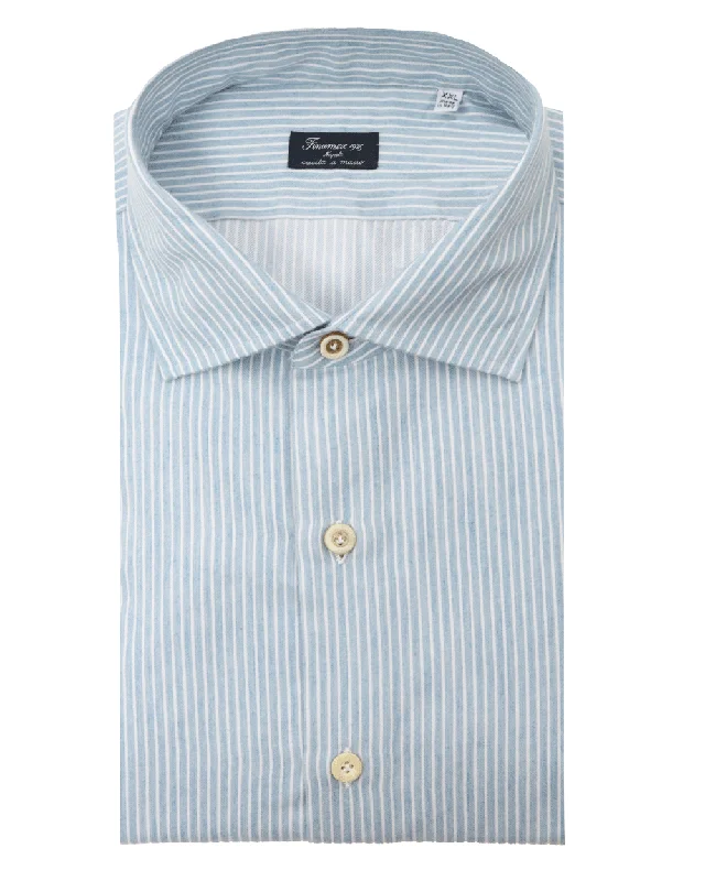 Sporty Wardrobe Blue and White Brushed Stripe Sportshirt