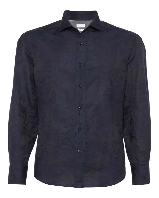 Casual Knitwear Dark Navy Floral Sportshirt