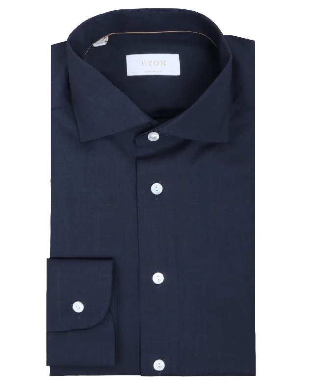 Modern Casuals Navy Blue Solid Dress Shirt