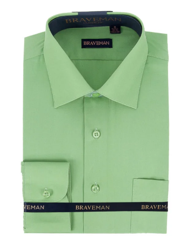 Relaxed Wardrobe Mens Slim Fit Dress Shirt in Apple Green