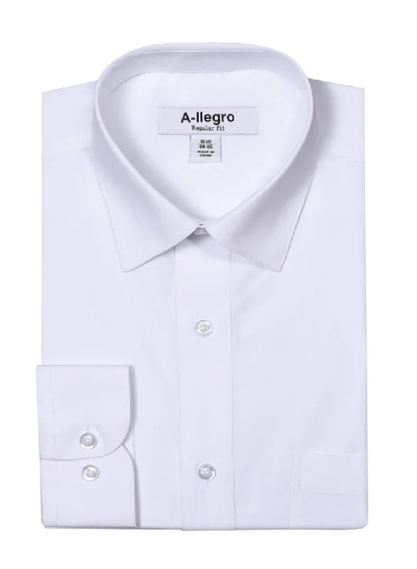 Premium Outfits Classic Regular Fit Cotton Convertible Cuff Dress Shirt In White