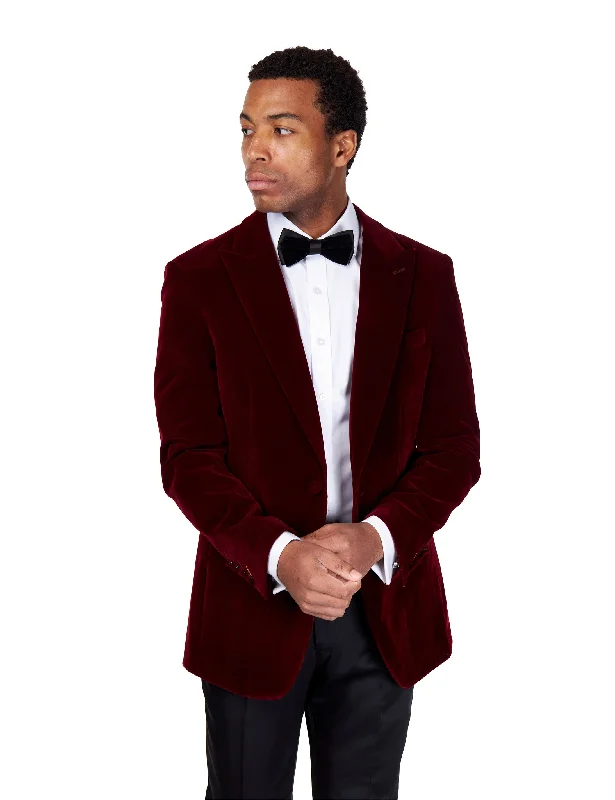 Printed Scarves STAN – BURGUNDY VELVET TUXEDO SMOKING JACKET