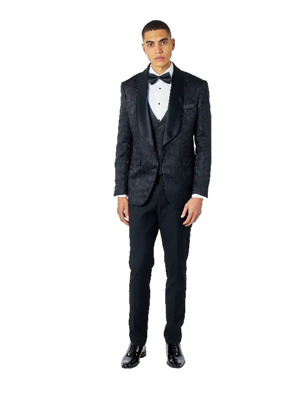 Everyday Outfits LOUIS – TUXEDO JACKET IN BLACK IN DAMASK PRINT