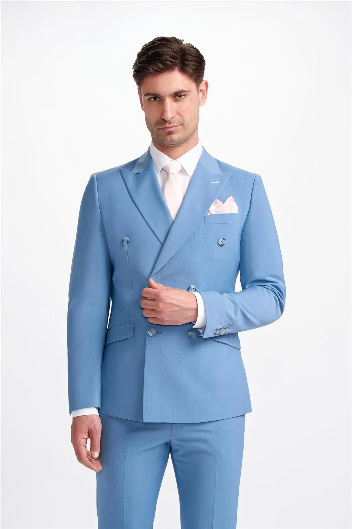 Trendy Comfort Bond - Men's Sky Blue Double Breasted Blazer