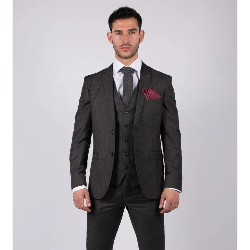 Urban Shirts Mens Dark Grey Charcoal 3 Piece Suit Classic Stitch Wedding Summer Prom Classic