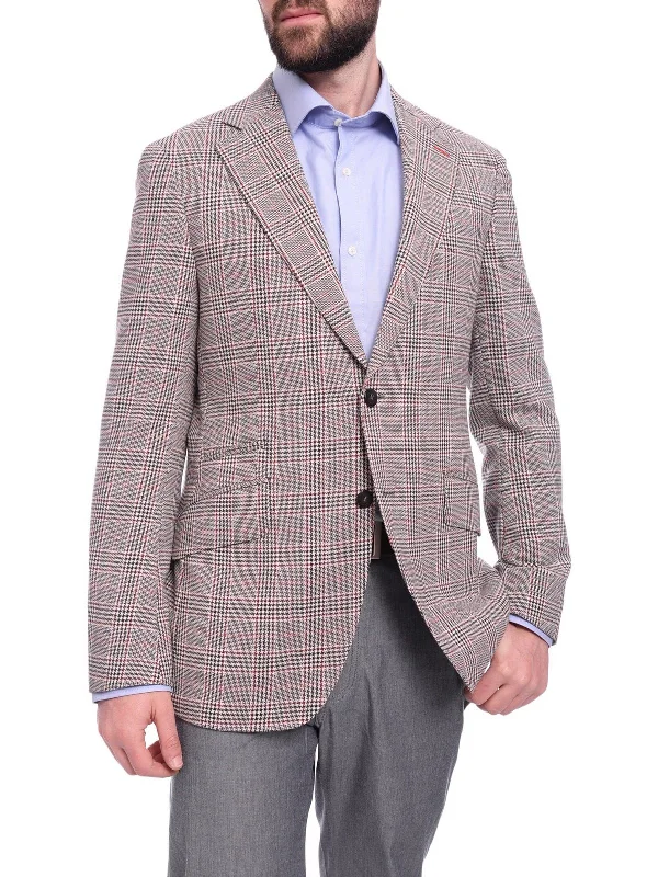 Light Jackets Napoli Slim Fit Black & White Glen Plaid Half Canvassed Marzotto Wool Blazer