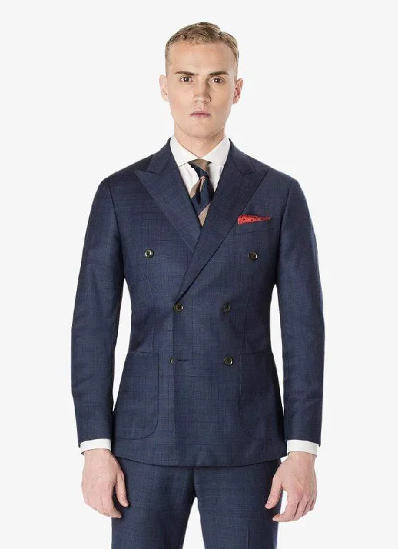 Lightweight Gear Navy Windowpane Double Breasted Suit