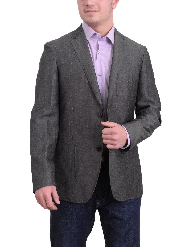 Tailored Coats Mens Napoli Heather Gray Half Lined Half Canvassed Linen Wool Blazer Sportcoat