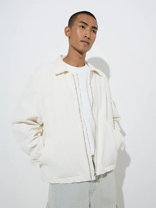 Timeless Style Nuon Off-White Relaxed-Fit Cotton Jacket