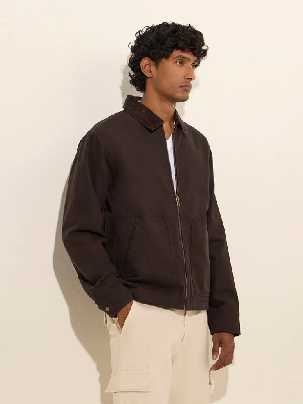 Lightweight Gear WES Casuals Dark Brown Relaxed-Fit Cotton Jacket