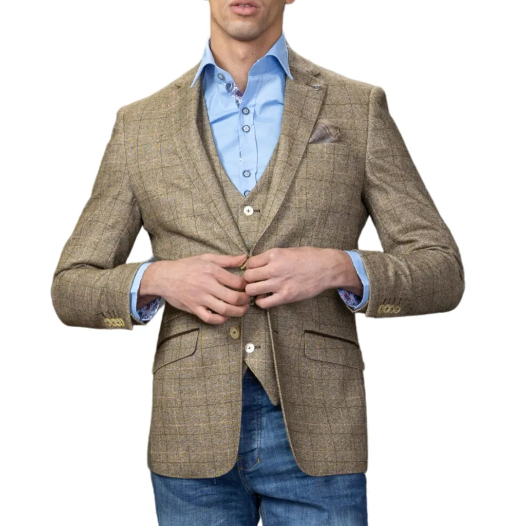 Wool Pants Liam - Men's Brown Check Blazer