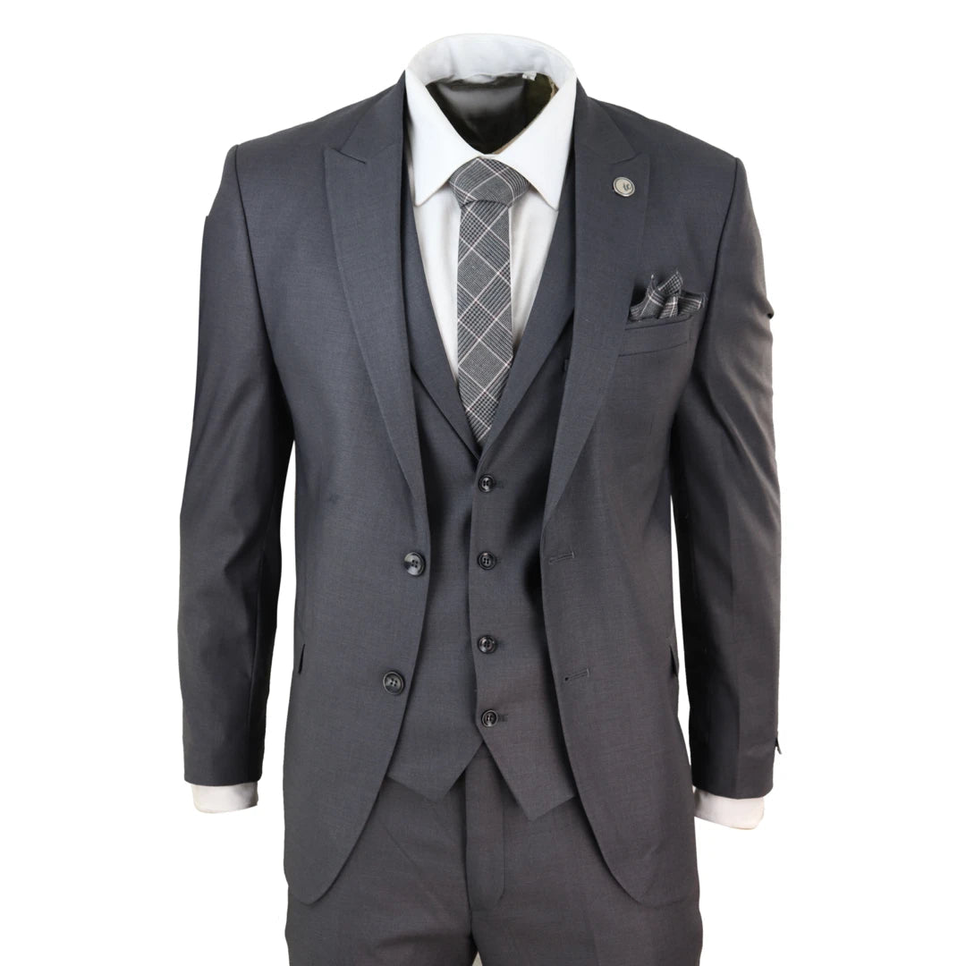 Essential Wardrobe 469 - Men's 3 Piece Suit Charcoal Formal 1920 Classic Gatsby