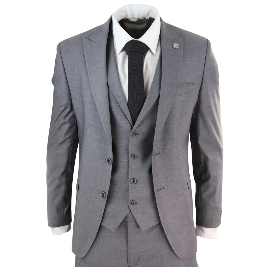 Urban Apparel 469 - Men's 3 Piece Suit Grey Formal 1920s Classic Gatsby