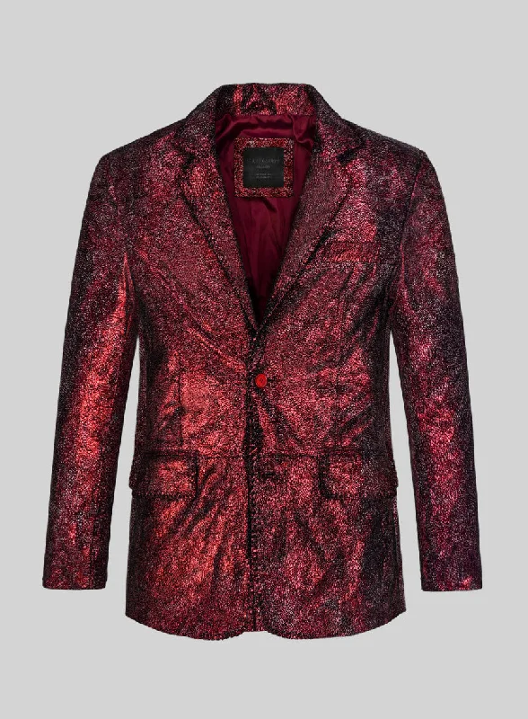 Modern Casuals Twilight Red Medieval Leather Blazer