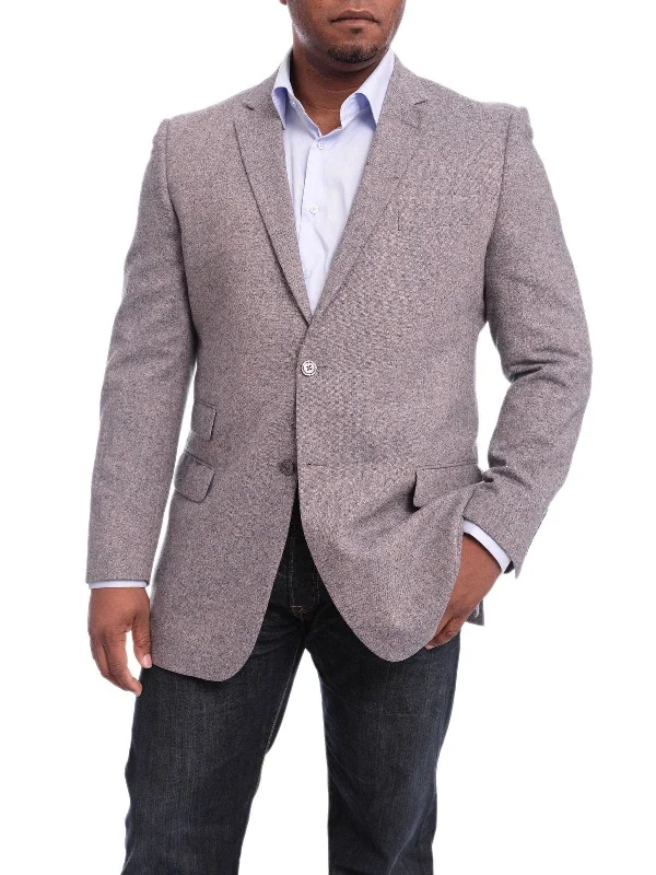 Relaxed Wardrobe Steven Land Modern Fit Gray Donegal Two Button Wool Blazer Sportcoat