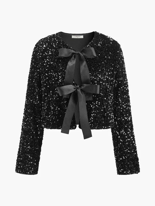 Street Tees Sequins Velvet Bow Blazer