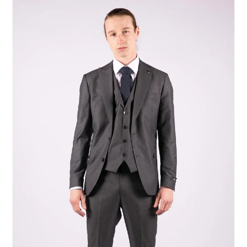 Everyday Outfits Mens 3 Piece Suit Charcoal Tailored Fit Smart Formal 1920 Classic Vintage Gatsby