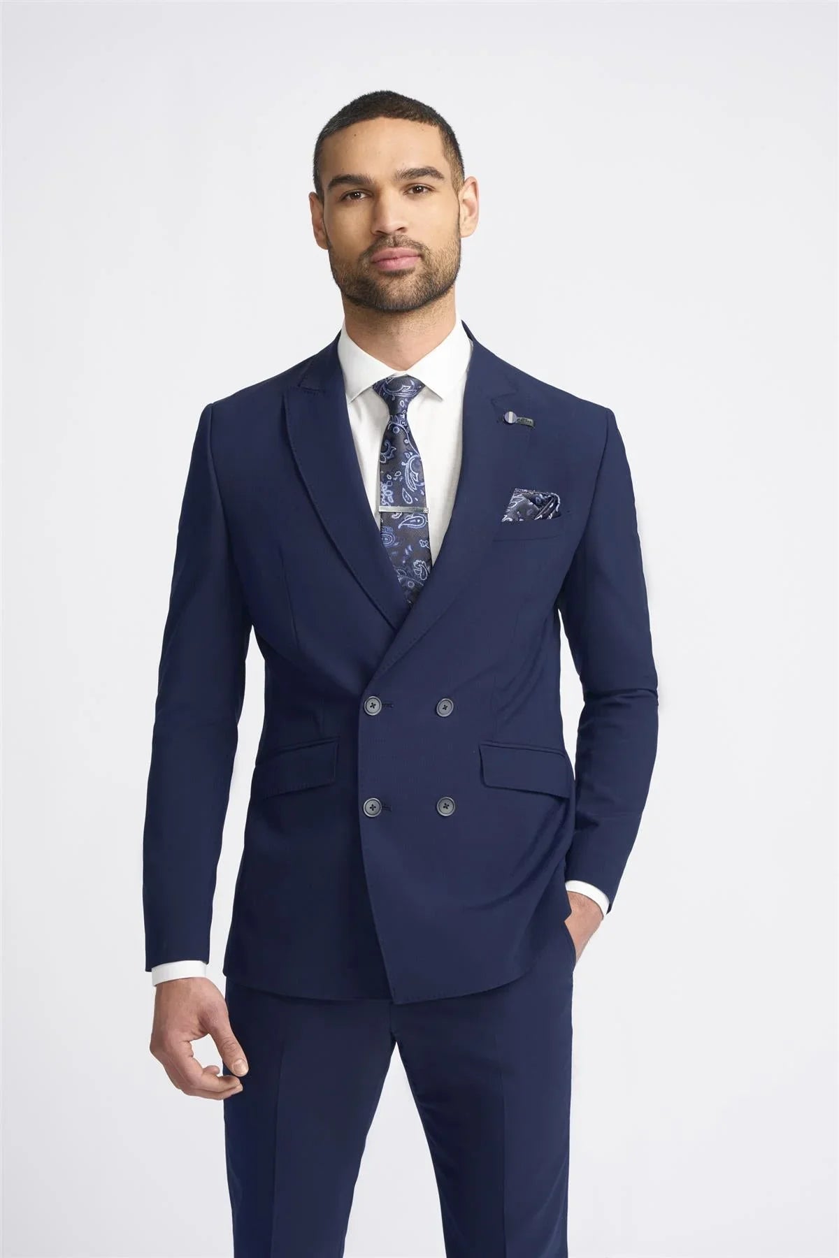 Casual Wear Victorious - Men's Navy Blue Double Breasted Blazer