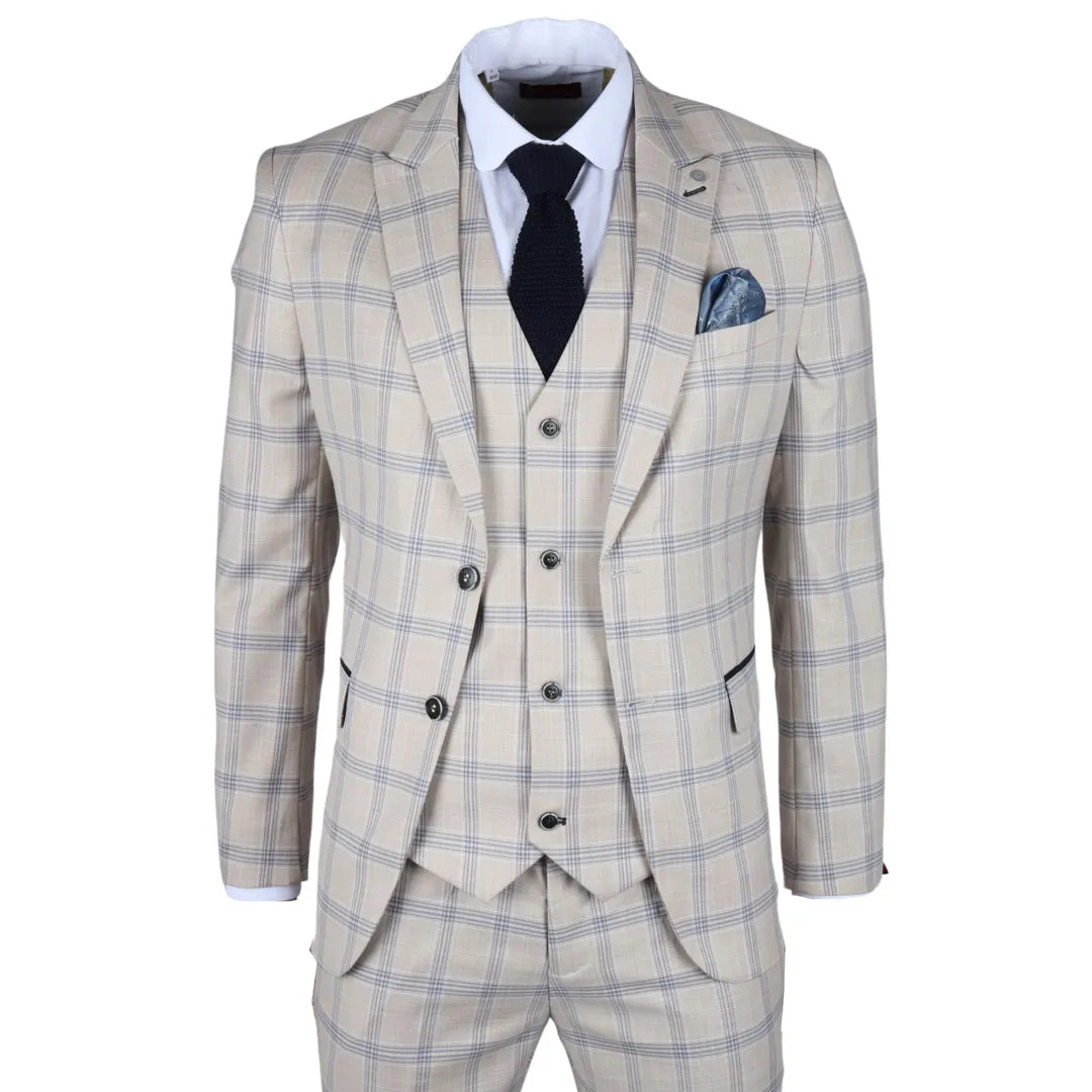 Premium Outfits Warwick - Men's Beige Checked Blazer