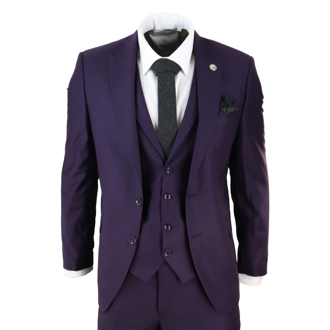 Timeless Style 469 - Men's 3 Piece Suit Plum Formal 1920s Classic Gatsby