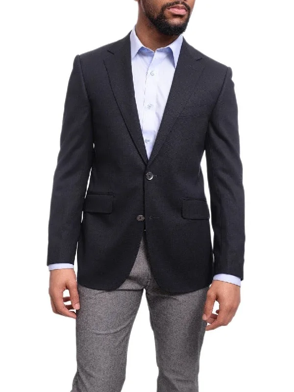 Relaxed Looks Napoli Classic Fit Solid Navy Blue Half Canvassed Wool Blazer Sportcoat