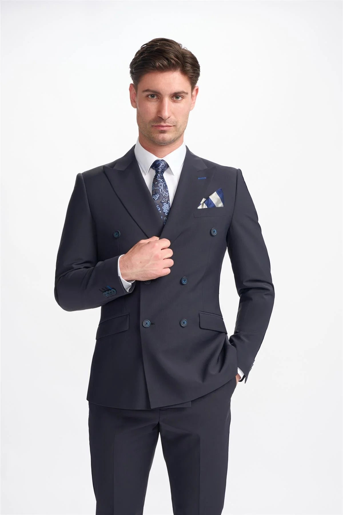 Relaxed Wear Bond - Men's Dark Navy Double Breasted Blazer