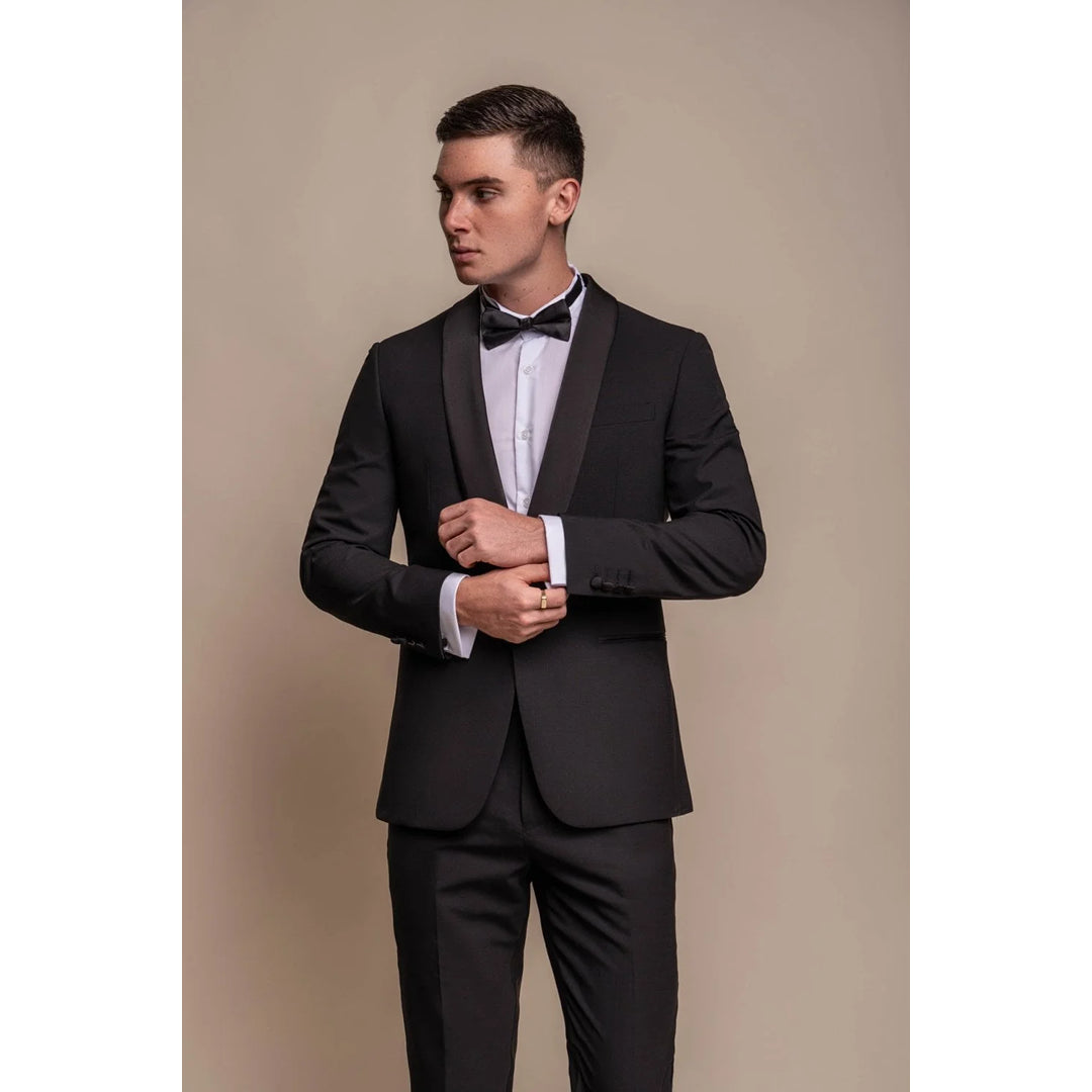 Casual Blazers Aspen - Men's Plain Black Tuxedo Blazer